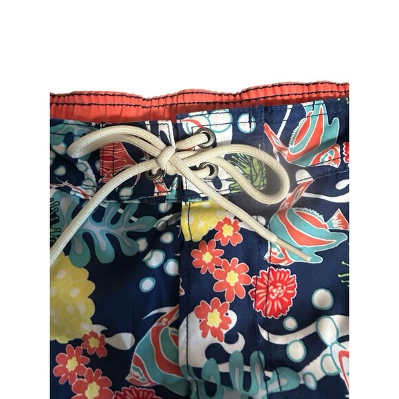 Nautica Mens XL  Colorful Hawaiian Sea Creatures Tie Waist Swimming Trunks - Picture 4 of 7